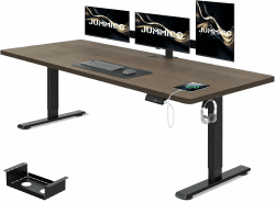 JUMMICO Höhenverstellbarer Schreibtisch 200 x 80 cm mit Kabelwanne, Höhenverstellbar Elektrisch Stehpult mit USB-Buchse, Computertisch, Ergonomischer Steh-Sitz Tisch, Bürotisch, Nussbaum Nussbaum 200 x 80 cm