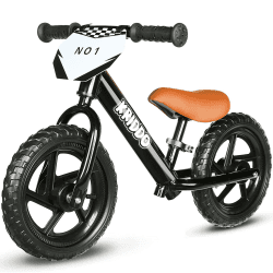 KRIDDO Kinder Laufrad ab 2 Jahren, Lauflernrad Spielzeug für 18 Monate bis 5 Jahre, 12-Zoll mit individualisierbarem Schild, Geschenk Fahrrad Jungs und Mädchen, Baby Balance Bike(2-3 Jahre) Schwarz