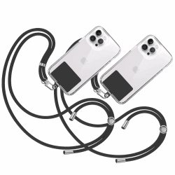 TBOC 2X Band Handykette SchlüsselBand Kette Handyschnur [Schwarz] Zum Aufhängen Nacken Umhängen Universal mit [Matt Schwarz Pad] Handy Band Patch Karabiner Smartphone Lanyard Schlüsselbänder