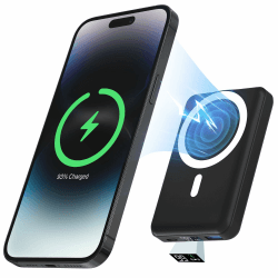 Podoru for Magsafe powerbank 10000mAh,Magnetische Power Bank mit Typ-C Kabel LED Display PD 22.5W Schnellladen Mini Mag-Safe AkkuPack für iPhone 16/15/14/13/12/Mini/Pro/Pro Max (Schwarz)