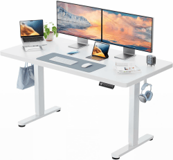 HUANUO Höhenverstellbarer Schreibtisch 140x80cm,25MM Ganze Tischplatte mit Bürstenloser Motor,Ergonomischer Steh-Sitz Tisch Stehpult,Einfache Montage Elektrischer Stehschreibtisch für Homeoffice 140*80cm Weiß