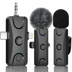 dralud Kabelloses Lavalier-Mikrofon für iPhone Android: Mini-Ansteckmikrofon mit intelligenter Geräuschunterdrückung, 48 kHz/16 Bit, 30 Meter Reichweite, für Kamera, PC, Laptop