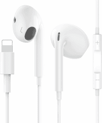 iPhone-Kopfhörer mit Kabel, [MFI-Zertifiziert] In-Ear-Kopfhörer mit Mikrofon und Lautstärkeregler, HiFi-Stereo-Ohrhörer mit Lightning-Anschluss Kompatibel mit iPhone 14 Pro/14/13 Mini/12/SE/11/X/8/7 White-2DLT