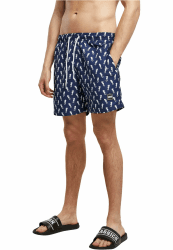 Urban Classics Herren Badehose Pattern Swim Shorts, Badehose für Männer mit Pattern, erhältlich in vielen Farbvarianten, Größen XS-6XL S Navyseahorse