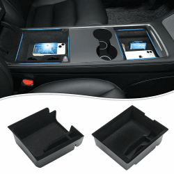 CARERSTEN Mittelkonsole Organizer für Tesla Model 3/ Y Armlehnenablage Zubehör Armlehnen Aufbewahrungsbox aus Beflockung Mittelkonsolen Ablage Tesla Zubehör 2 Stücke