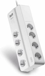 APC-Surge Protector - PM8-GR - Steckdosenleiste mit Überspannungsschutz (8-fach Stecker Schuko, schaltbar, für PC, TV u.a., Farbe: weiß) 8 Ausgangssteckdosen Nur Steckdosen weiß