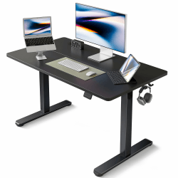 FEZIBO Schreibtisch Höhenverstellbar Elektrisch, 100 x 60 cm Computer Stehschreibtisch mit Memory-Steuerung und Anti-Kollisions Technologie, Schwarzer Rahmen/Schwarze Tischplatte 100 × 60 cm Schwarz