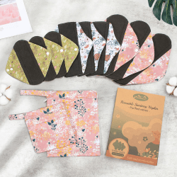 Viedouce Waschbare Slipeinlagen,9er-Pack Damenbinden Waschbar,Super Saugfähiges Bambus-Hygienetuch,Slipeinlagen Waschbar mit 2 Tragbaren Wasserdichten Mini-Tasche 11-teiliges Set Color-14