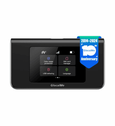 GlocalMe Mini Turbo mobiler WLAN Router, 4G LTE Router, Keine SIM-Karte erforderlich, 3000mAh Akku, Abdeckung von mehr als 140 Ländern und Regionen, Internationaler mobiler Hotspot U30-Black