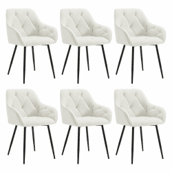 WOLTU 6er Set Esszimmerstühle, Küchenstuhl, Stuhl Esszimmer Wohnzimmer, ergonomischer Sessel, Armlehnstuhl, Polsterstuhl, Sitzfläche aus Samt, Metallbeine, Creme, EZS02cm-6 Creme Samt