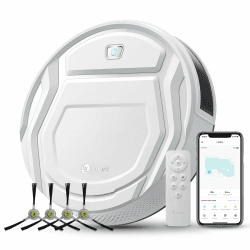 LEFANT Saugroboter mit Fernbedienung, 2200Pa Staubsauger Roboter, 120Mins Max, WLAN Roboterstaubsauger, Selbstaufladend, App/Alexa, Ideal für Tierhaare, Teppich, Hartboden 210P M210P Weiß mit Fernbedienung