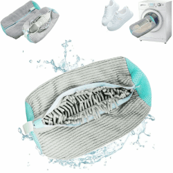 LAIZIHUI Wiederverwendbarer Schuhwäschebeutel, Waben-Schuhwaschbeutel, Kein Farbverlust Keine Haarentfernung Sauber, Schuhe Waschbeutel für Waschmaschine Und Trockner. (Grau, 39 * 19（CM）) 1 Stück Grau