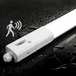 TONFFI LED Feuchtraumleuchte mit Bewegungsmelder 115CM, 36W 4100LM Verknüpfbar LED Wannenleuchte Deckenleuchte Röhre IP65 Wasserfest für Werkstatt Garage Keller Flur dachboden, 4000K Neutralweiß 115CM 36W mit Bewegungsmelder 1 Stück
