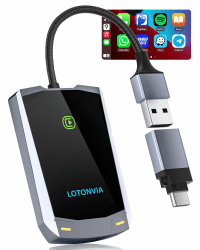 Wireless CarPlay Adapter -Wandelt Verkabeltes in Drahtloses für Apple CarPlay um, Kompatibel mit iOS 10+ und Autos ab 2015, Plug & Play, BT 5.2, Wireless Dongle(Zwei Umwandlungskabel) Medium