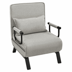 WOLTU Schlafsessel 3 in 1, Schlafsofa mit Bettfunktion, Klappsessel mit Verstellbarer Rückenlehne, abnembarem Kissen, Sofabett Gästebett, Metallrahmen Leinen, 150 kg belastbar, Hellgrau