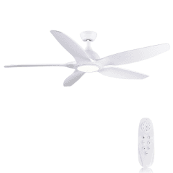Newday Deckenventilator mit Beleuchtung und Fernbedienung,153CM Leise Deckenventilator mit Lampe Große, Deckenventilator Winterbetrieb Weiß mit 5 Gang-DC-Motor, 3 Farbtemperaturen, Timer