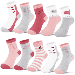 L&K-II 10er Kindersocken Mädchen Sneakersocken Baumwolle Mehrfarbig bunt Frühling Herbst 2823 31-34 10er-2823