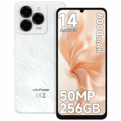 Ulefone Note 20 Pro Smartphone 256GB ROM 8GB/1TB SD Android 14 50MP Kamera 6000mAh 18W Octa Core 6,75 Zoll 90Hz HD+, 4G Dual SIM Handy Ohne Vertrag Fingerabdruck Face ID GPS OTG 2 Jahre Garantie-Weiß Weiß 256GB