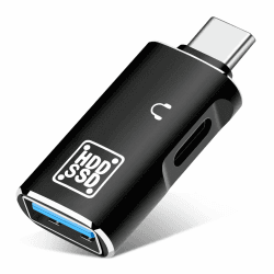 Seminer USB C OTG Adapter, Typ C auf Typ C Kopfhörer Audio Adapter und USB 3.0 Splitter Kompatibel für iPhone 15 Pro Max, MacBook, Samsung Galaxy S22/S23 (Schwarz) TC-USB-2IN1-Black