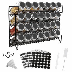 Vtopmart 4-stöckiges Gewürzregal Stehend, 28 Leere Gewürzgläser mit Gestell und 432 Gewürzetiketten, Gewürz-Organizer für Küchen, Schrank, Speisekammer, Schrank, Arbeitsplatte Modern
