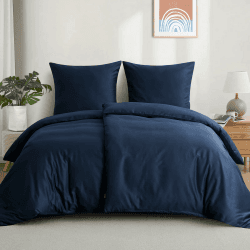 Aisbo Bettwäsche 135x200 Baumwolle 4teilig - Bettwäsche-Sets Blau Bettbezug 2er Set mit 2 Kissenbezüge 80x80 cm, Baumwollbettwäsche Set weich und atmungsaktiv mit Reißverschluss 135x200 4teilig Blau