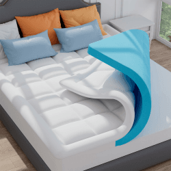 ELEMUSE Matratzen Topper 180x200cm, H4 Hart Gel Topper mit Waschbarem Flauschigem Bezug und Gelschaum, 7CM Höhe Weicher und Bequemer Matratzentopper für Boxspringbett und Unbequeme Betten Schlafsofa 180 x 200 cm H4 Härte-100 bis 130kg
