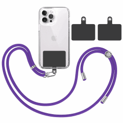 TBOC Band Handykette Schlüsselband Kette Handyschnur [Violett] + 2 [Schwarz] Zusätzliche Befestigungspatches Aufhängen Nacken Universal Handy - Pad Handyband Patch Karabiner Hülle Lanyard