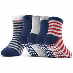 Kinder stoppersocken Socken Baby 5-10 Pack Mädchen Jungen ABS Söckchen Antirutschsocken Bunt Neugeborene Socks Babysocken 5P Blau Streifen 12-24 Monate