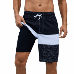 Arcweg Badehose für Herren Badeshorts mit Kompression 2 in 1 Schnelltrocknende Strandshorts Männer Elastisch Surf Shorts mit Reißverschlusstaschen XS-2XL XXL Große Größen Tall Schwarz-weiß
