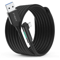 ZYBER Link Kabel 5M für PICO 4 für Quest 3S/3/2 VR Headset Link Kabel für Meta Quest Pro 2/1 Gaming PC, High-Speed USB 3.0 auf USB C Kabel für PC (schwarz)