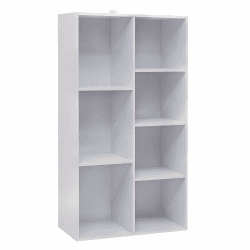 WOLTU Bücherregal Weiß, Standregal, freistehendes Aufbewahrungsregal, Raumteiler, Büroregal Aktenregal, 7 Fächer verschiedener Größe, 59,5x108x29,5 cm, SK004ws Weiß 7 Fächern ( 59,5 x 108 x 29,5 cm )