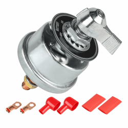 SWAWIS 1x Batterie Trennschalter 12v-48V, 200A Hochstrom Hauptschalter mit Kupferterminal, Batterietrennschalter für Pkw Lkw Wohnmobile Boote, Ausschalten mit einem Klick