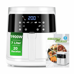 Aigostar White Cube, Heißluftfritteuse 7L XXL, Airfryer 1900W, 7 Programmen Air Fryer, Digitalem LED-Touchscreen, Warmhalten, 20 Rezepte, für 6-10 Personen, ohne Öl, Weiß