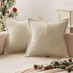 MIULEE 2er Set Kordsamt Kissenbezüge Samtkissen Weich Dekokissen Dekorativ Kissenbezug Modern Kissenhülle Sofakissen Zierkissen Couchkissen für Wohnzimmer Schlafzimmer Creme 50x50 cm 50 x 50 cm, 2 Stück Creme