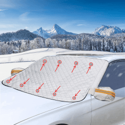 Frontscheibenabdeckung Auto, Auto Abdeckplane Winter 145 * 113CM, Frontscheibenabdeckung Winter mit 9 Magneten, Universelle Auto Scheibenabdeckung für gegen Shutz gegen Sonne Schnee Staub EIS Frost 113*145cm