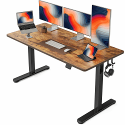 FEZIBO Schreibtisch Höhenverstellbar Elektrisch, 152 x 60 cm Computer Stehschreibtisch mit Memory-Steuerung und Anti-Kollisions Technologie, Schwarzer Rahmen/Braun Tischplatte 152 × 60 cm Braun