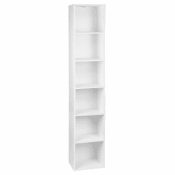 WOLTU Bücherregal mit 6 Fächern, Würfelregal freistehend, Standregal, Büroregal Aufbewahrungsregal Aktenregal, aus Holzwerkstoff, 30x158,5x24 cm(BxHxT), SK003ws6 6 Fächern ( 30 x 158,5 x 24 cm ) Weiß