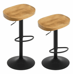 WOLTU Barhocker 2er Set, Hocker höhenverstellbar drehbar, mit Sattelsitz Fußstütze, Drehhocker aus Massivholz Metall, Küchenhocker Schminkhocker Arbeitshocker, dunkle Holzoptik, BH413dc-2