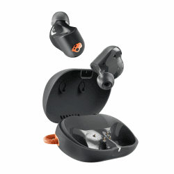 Skullcandy Sesh ANC Active, Kabelloser In-Ear Kopfhörer mit Active Noise Canceling, 48 Std. Wasserdicht (IP67), Mikro, Kompatibel mit iPhone, Android, Bluetooth-Geräten - True Black/Orange