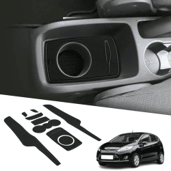 BIXUAN Fiesta 7 kompatibel mit Ford Fiesta MK7 2008-2012 Antirutschmatten Mittelkonsole Armlehne Gummimatten Getränkehalter Matte, rutschfeste Türnaht Matten Türschlitzmatte 9 Stücke schwarz