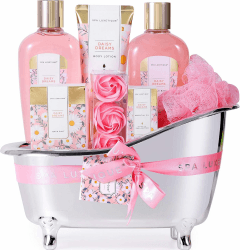 Geschenksets für Frauen-Spa Luxetique Spa-Geschenkset,8pcs Daisy Pamper Bath Set,Bad-Geschenksets,8pcs Geschenkkorb mit ätherischem Öl,Geburtstagsgeschenke,Geschenke für Mama, Weihnachtsgeschenke Gänseblümchen