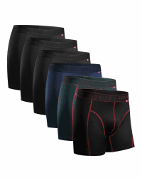 DANISH ENDURANCE Herren Sport-Boxershorts 6er Pack, Sport & Funktionsunterwäsche, Sport Unterhosen Männer, Schnelltrocknend, Elastisch, Atmungsaktiv 3x Schwarz, 1x Blau, 1x Schwarz/Rot, 1x Grün) L