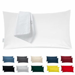 Kissenbezug 50x80 Mikrofaser Premium 2er Set Kissenhülle Deko für Kissen Bett/Sofa Stoff Superweicher Resistent Hypoallergen Anti-Milben Atmungsaktiv Kopfkissenbezug mit Verdecktem Zip Voll Waschbar 80 x 50 cm, 2 Stück Weiß
