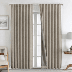 Joydeco 100% Blickdichte Vorhänge mit Schlaufen Verdeckten Leinenoptik, Verdunkelungsvorhang Stangendurchzug Gardinen Thermovorhang Leinen Hitzeschutz für Wohnzimmer Leinen H228 x B167 cm (2er Pack)