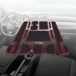 BIXUAN Swift6 kompatibel mit Suzuki Swift 6 Sport Hybrid 2017-2023 2024 Antirutschmatten Gummimatte rutschfest für Getränkehalter Bedienungslanze Auto Innendekoration Mittelkonsole Armlehne Türnaht rot