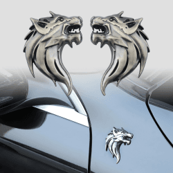 2x Wolfskopf Emblem Auto Aufkleber Wolf Aufkleber Windschutzscheiben Dekoration für Autos (Kupfer)