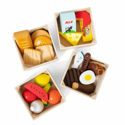 Melissa and Doug Holz Lebensmittel Kinderküche Zubehör Holz | Spielküche Zubehör Holz & Kaufladen Zubehör Holz | Küchenspielzeug für Kinder Küchenzubehör | Holzspielzeug Küche Kinder ab 2 Jahre Lebensmittelgruppen