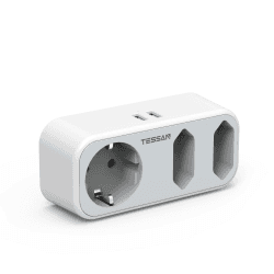 TESSAN Reiseadapter USA Adapter Amerika Deutschland Stecker mit 2 USB 2,4A, 3 Fach Steckdosenadapter Reisestecker Stromadapter für Kanada Thailand Mexiko Wand Ladegerät Ladestation, Adapter USA EU to US