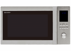 Sharp R982STWE 3-in-1 Mikrowelle mit Heißluft und Grill / 42 L / 1000 W / 1300 W Infrarotgrill / 2700 W Heißluft / 10 Automatikprogramme / LED-Display mit Uhr / Glasdrehteller (34,5 cm) / Edelstahl