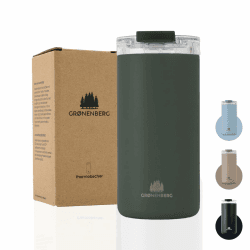 Groenenberg Thermobecher 350 oder 470ml | Kaffeebecher to go 100% Auslaufsicher | Hält mind. 4 h heiß | Coffee to go Becher aus recyceltem Edelstahl (Forest, 473 ml) 473 ml Forest
